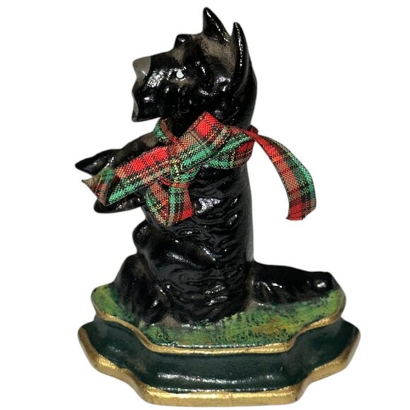 Vintage Black Scotty Dog Sitting Up Cast Iron Small Door Stop - Picture 1 of 2